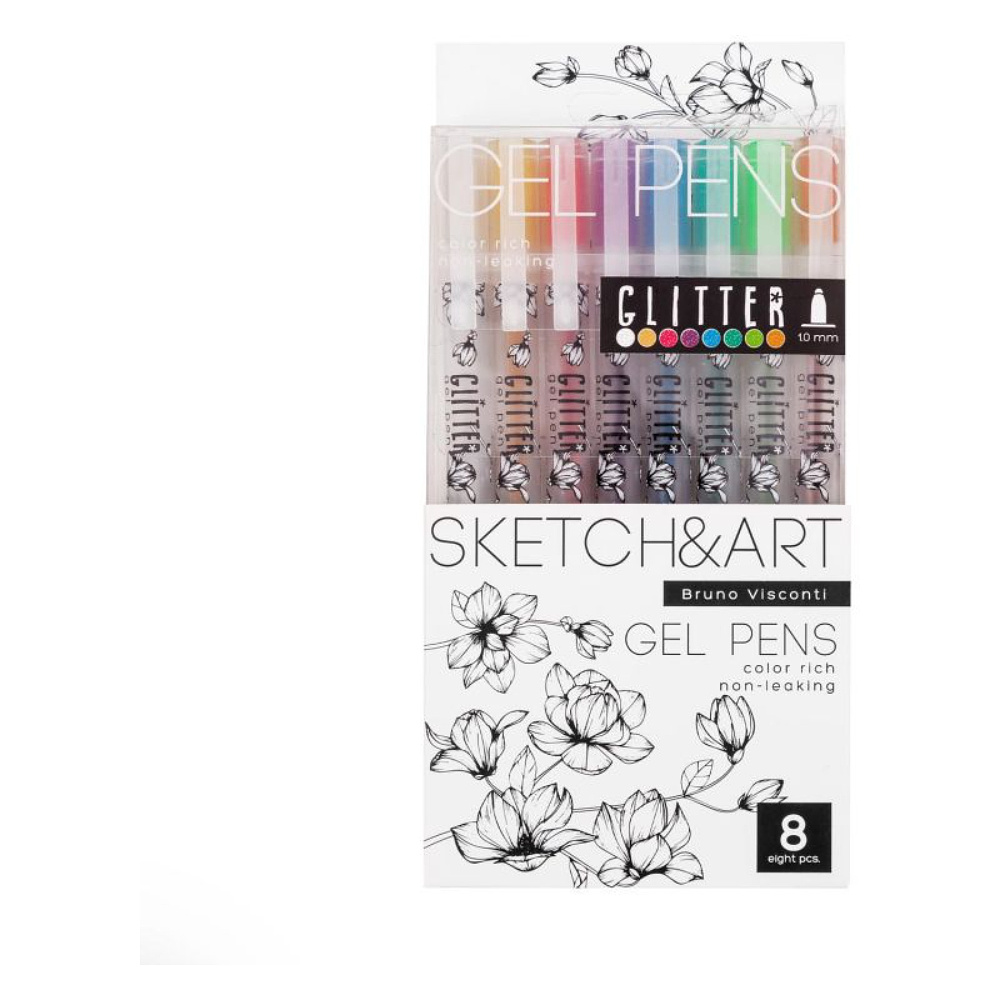 Набор гелевых ручек Sketch&Art "Uni Write. Glitter", 1 мм, блестки, 8 штук