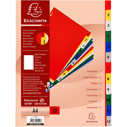 Разделитель "Exacompta", A4, ассорти