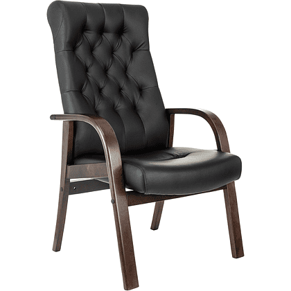 Кресло Бюрократ T-9928WALNUT-CF, натуральная кожа, черный, каркас дерево