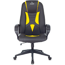 Кресло игровое Бюрократ "Zombie 8", экокожа, пластик, черный, желтый