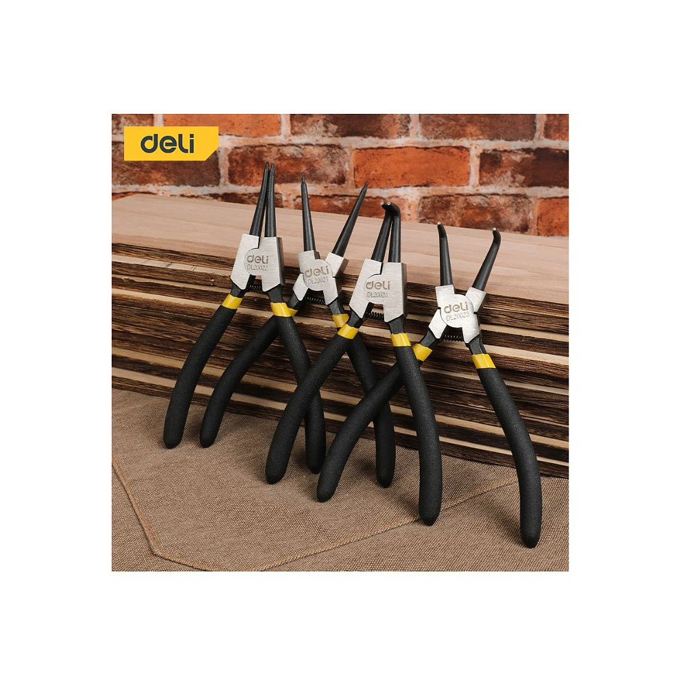 Съемники стопорных колец Deli YS EDL20521-4, 180 мм., набор 4 шт., желтый, черный - 3
