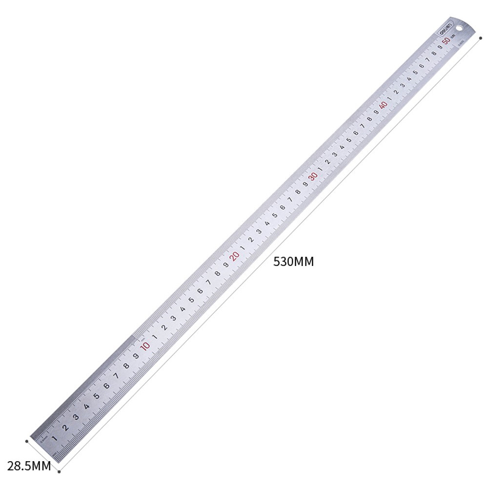 Линейка металлическая измерительная Deli "8050", 50 см, серебристый - 3