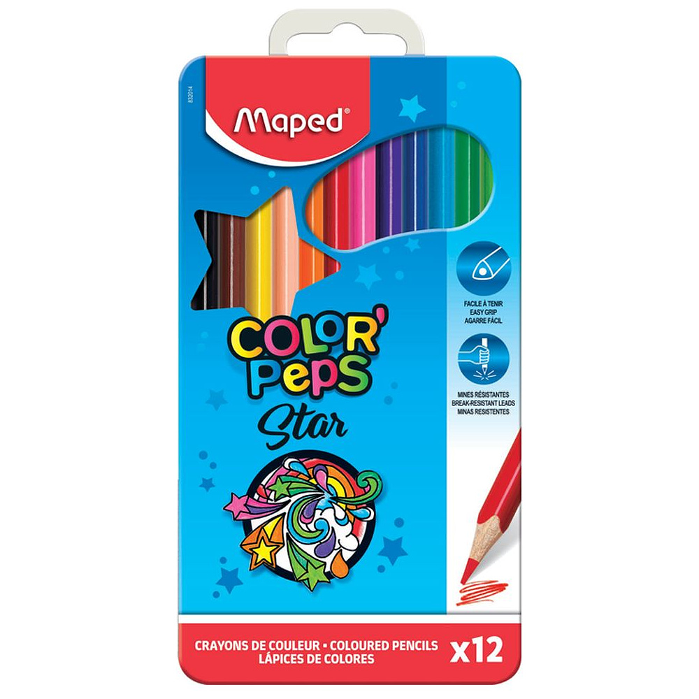 Цветные карандаши Maped "Color Peps" в металлическом пенале, 12 цветов