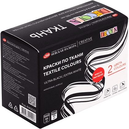 Краска акриловая по ткани "Декола", набор 2 цвета, 50 мл, банки