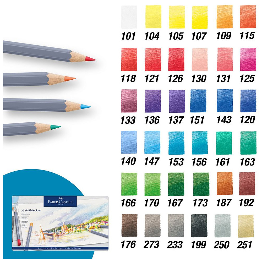 Карандаши цветные акварельные "Goldfaber Aqua", 36 цветов, металлическая упаковка - 4