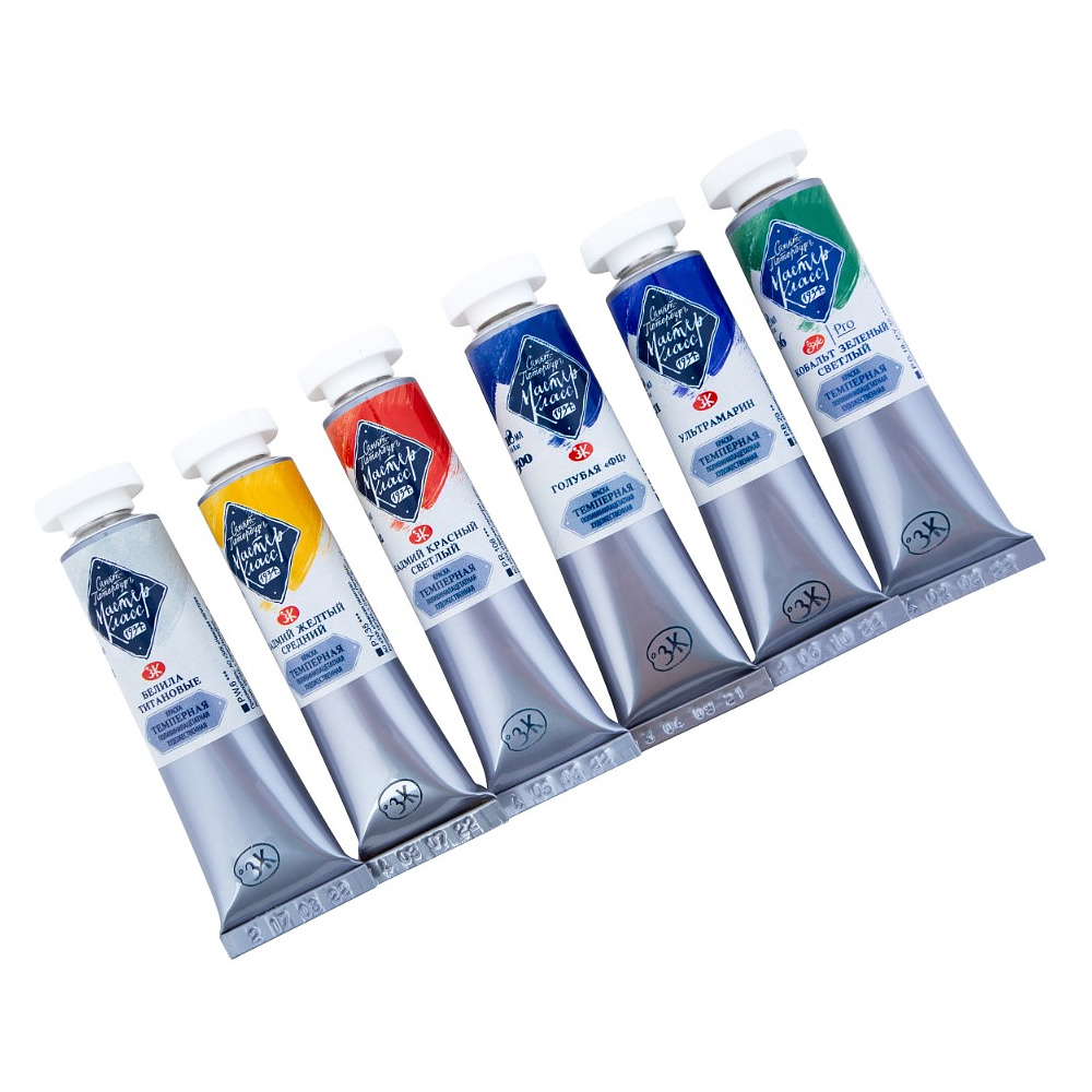 Краски темперные "Мастер Класс базовые цвета", набор 6 цветов, тубы - 5