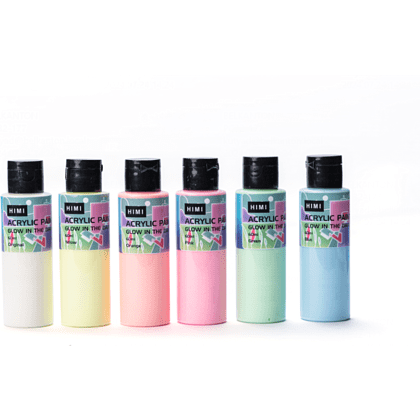 Краски акриловые "Himi", 6 цветов, светящиеся в темноте, флаконы - 8