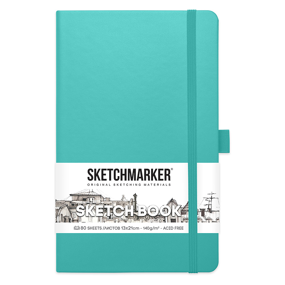 Скетчбук "Sketchmarker", 13x21 см, 140 г/м2, 80 листов, аквамарин