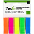 Закладки пластиковые "Yesli:", 12х45 мм, 5 цветов х 20 шт., ассорти неон