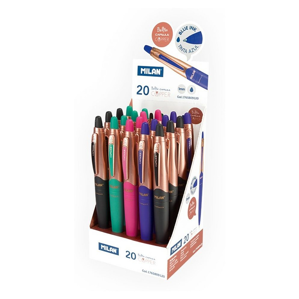 Ручка шариковая автоматическая "Capsule Coop", 1.0 мм, ассорти, стерж. синий - 5