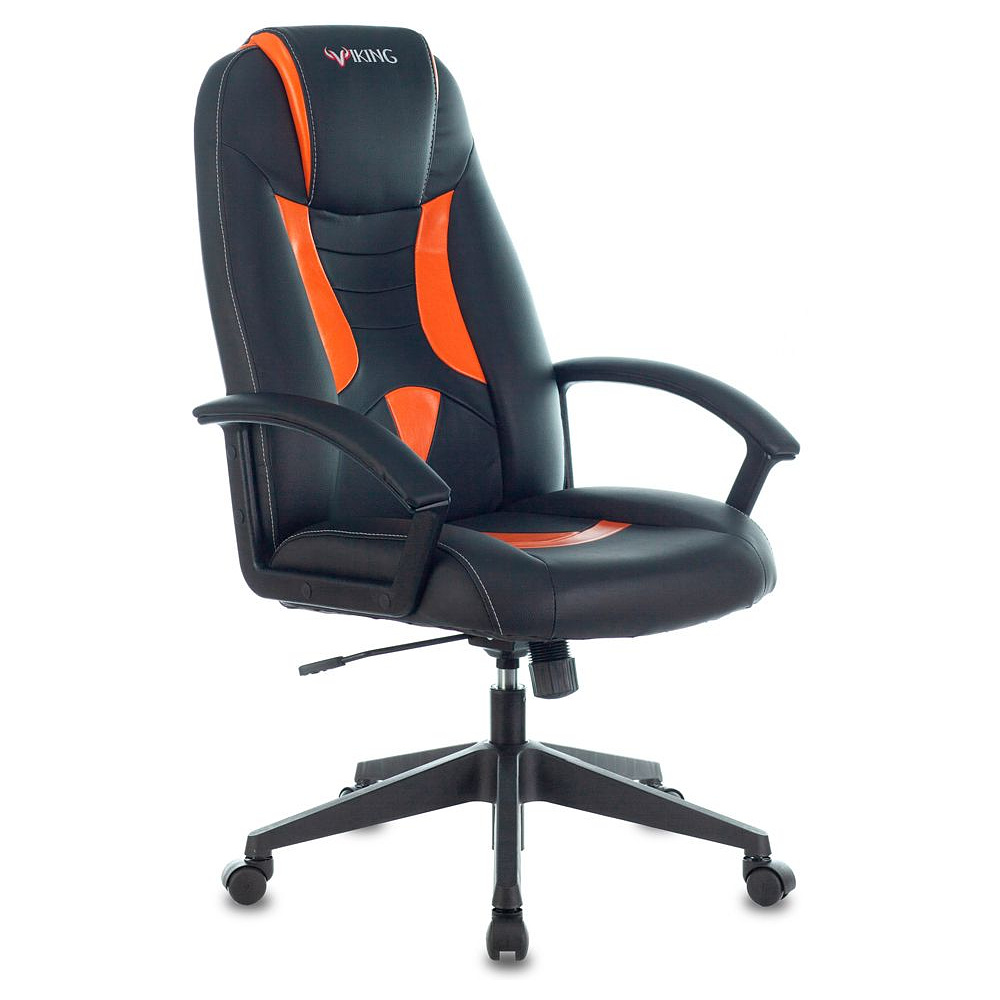 Кресло игровое Бюрократ "Zombie 8", экокожа, пластик, черный, оранжевый