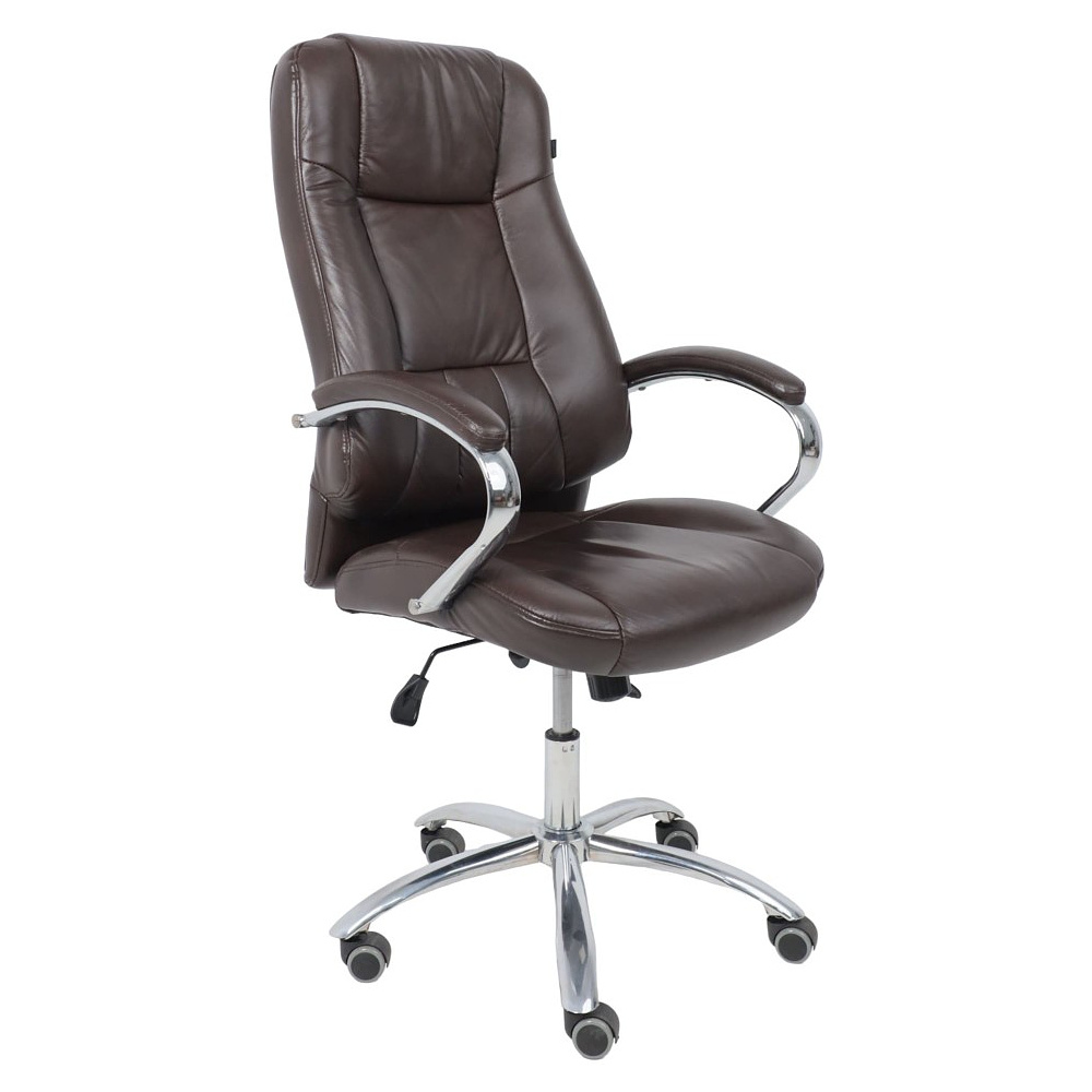 Кресло для руководителя "KING A" поворотное, хром, натуральная кожа, темно-коричневый