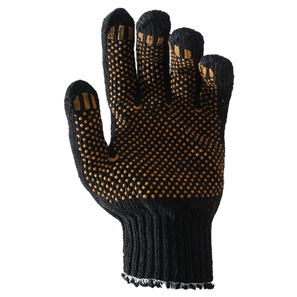 Перчатки трикотажные х/б "Профи" с ПВХ покрытием Точка из 5-ти нитей, 10 кл. вязки, черный