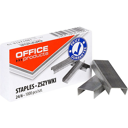 Скобы "Office Products", 24/6, 1000 шт, металлик