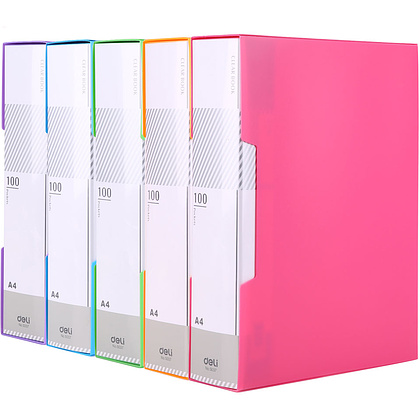 Папка с файлами "Deli", 100 карманов, ассорти