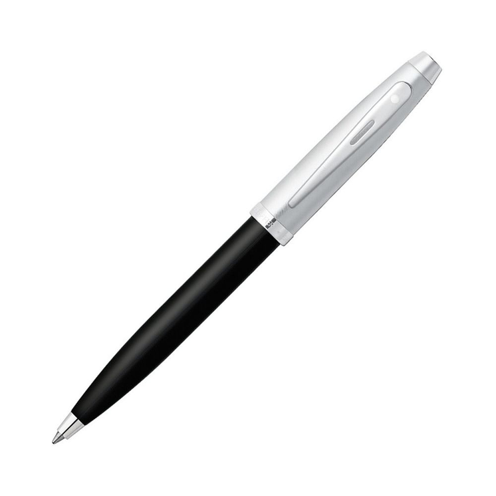 Ручка шариковая автоматическая "Sheaffer 100 Brushed Chrome", 0.7 мм, черный, серебристый, стерж. черный