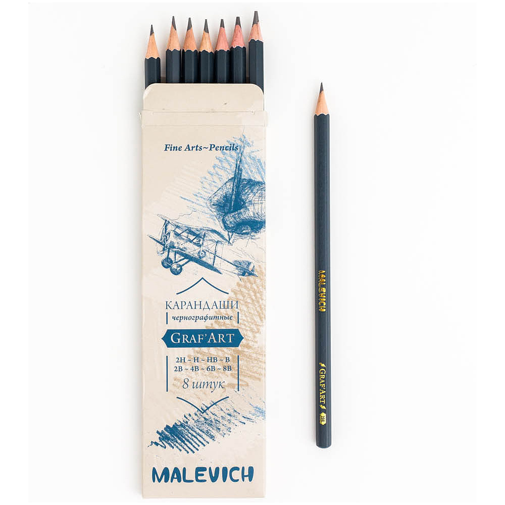 Набор чернографитных карандашей Малевичъ "Graf'Art", 8 шт. - 3