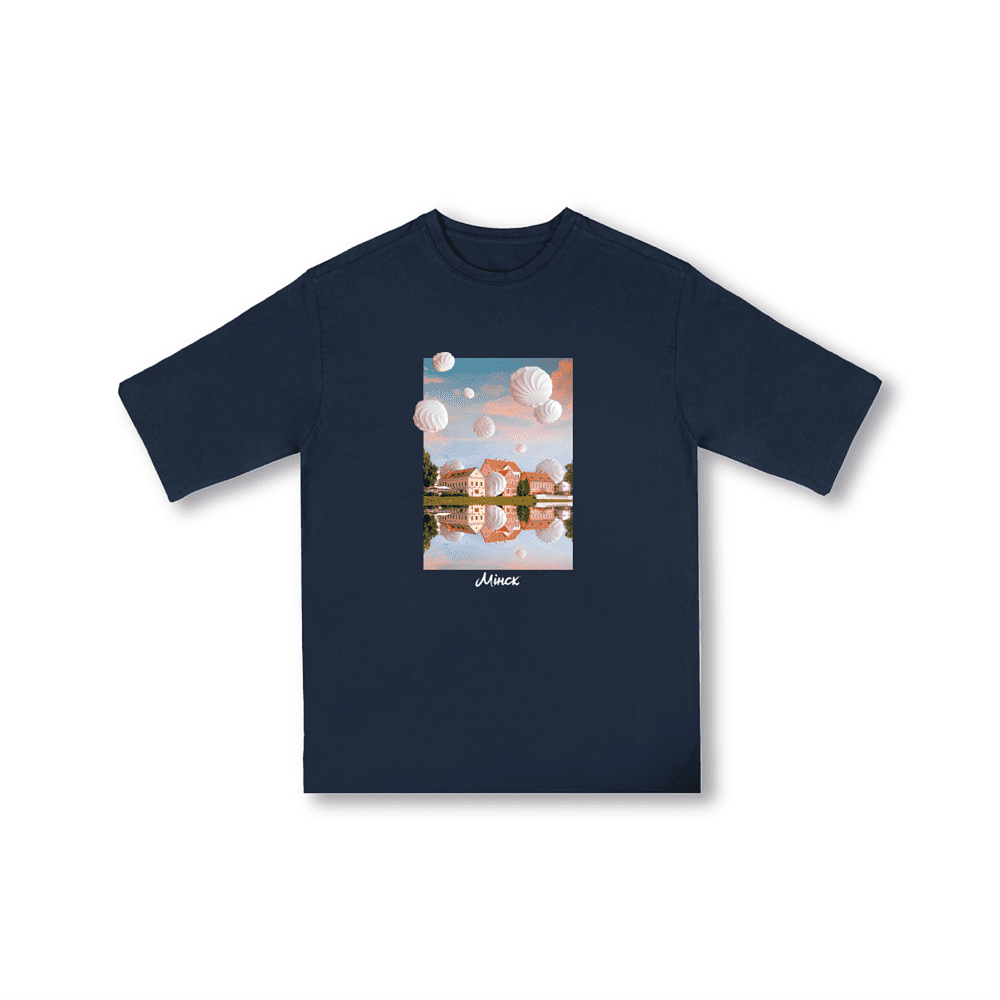 Футболка оверсайз унисекс "Минск. Троицкое", XS-S, темно-синий