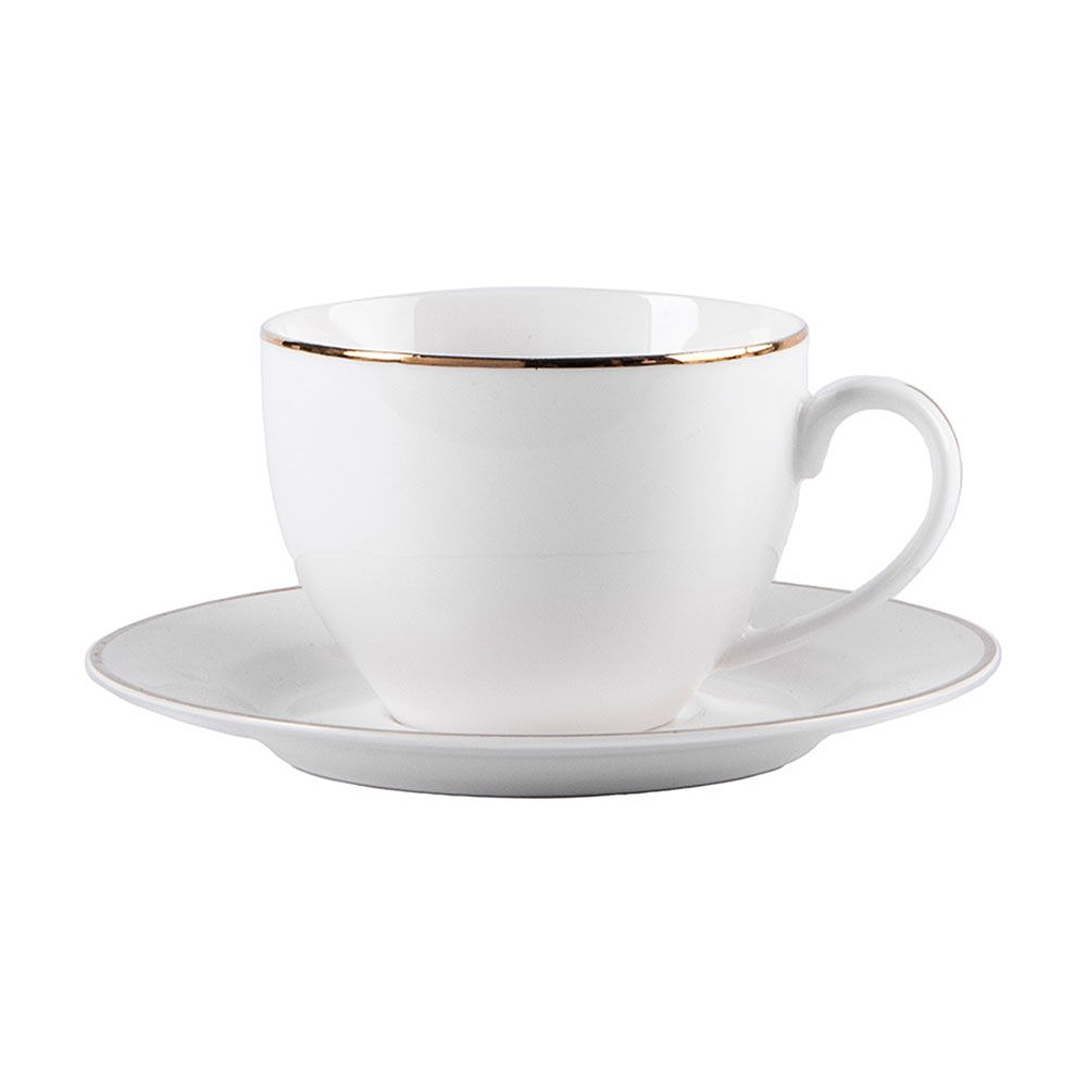 Чашка с блюдцем "Gold", фарфор, 250 мл, белый, золотистый