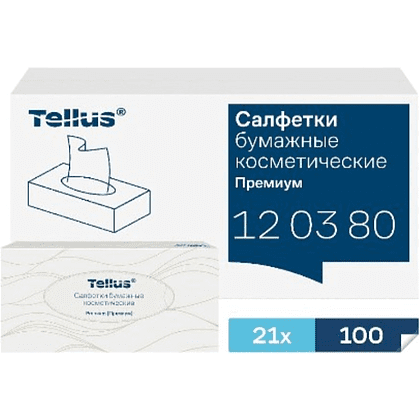 Салфетки косметические Tellus Премиум, 100шт/уп, FT1