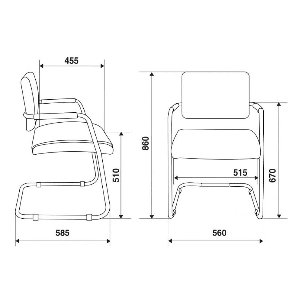Кресло на полозьях "CH-599AV TW-01", сетка, ткань, металл, черный - 5