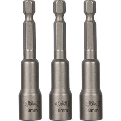 Набор насадок шестигранных магнитных Deli YS EDL4808T, 8 мм, HEX 1/4", серебристый