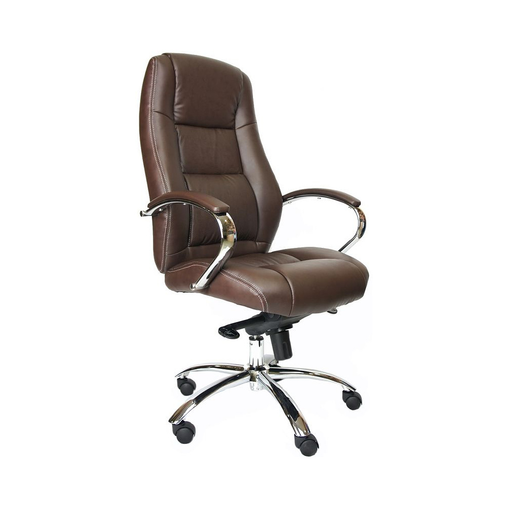 Кресло для руководителя "Kron", экокожа, металл, коричневый