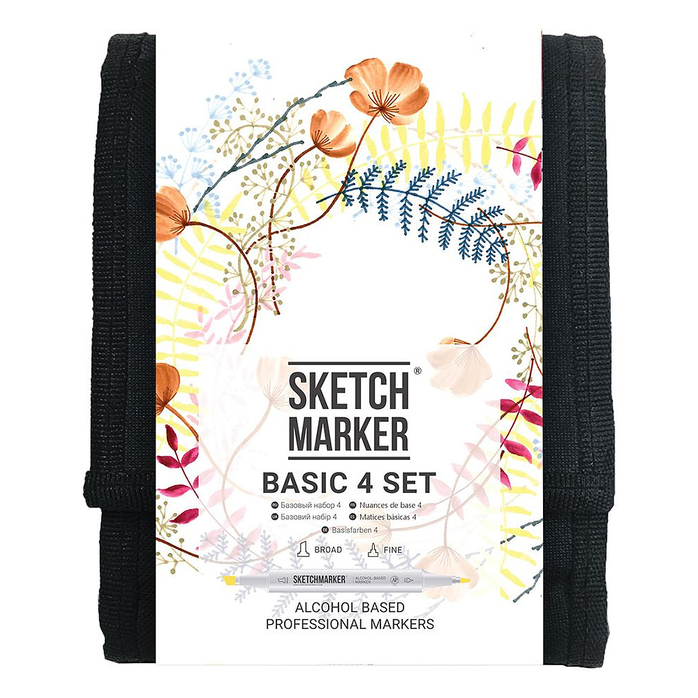 Набор маркеров перманентных двусторонних "Sketchmarker Basic 4", 12 шт.