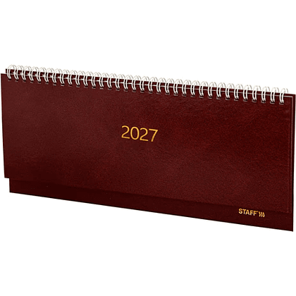 Планинг датированный "Staff" на 2027 год, 300х130 мм, 128 страниц, линейка, бордовый - 2