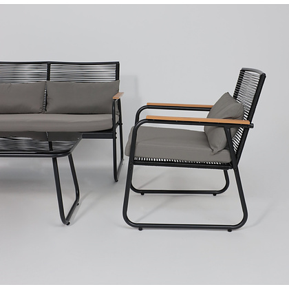 Комплект мебели садовой AksHome GARDENIA (кресло  2 шт, диван 1 шт, стол 1 шт), черный - 16