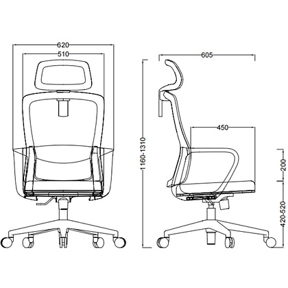 Кресло компьютерное SitZone U-060A, сетка, ткань, черный, 2 шт/упак - 5
