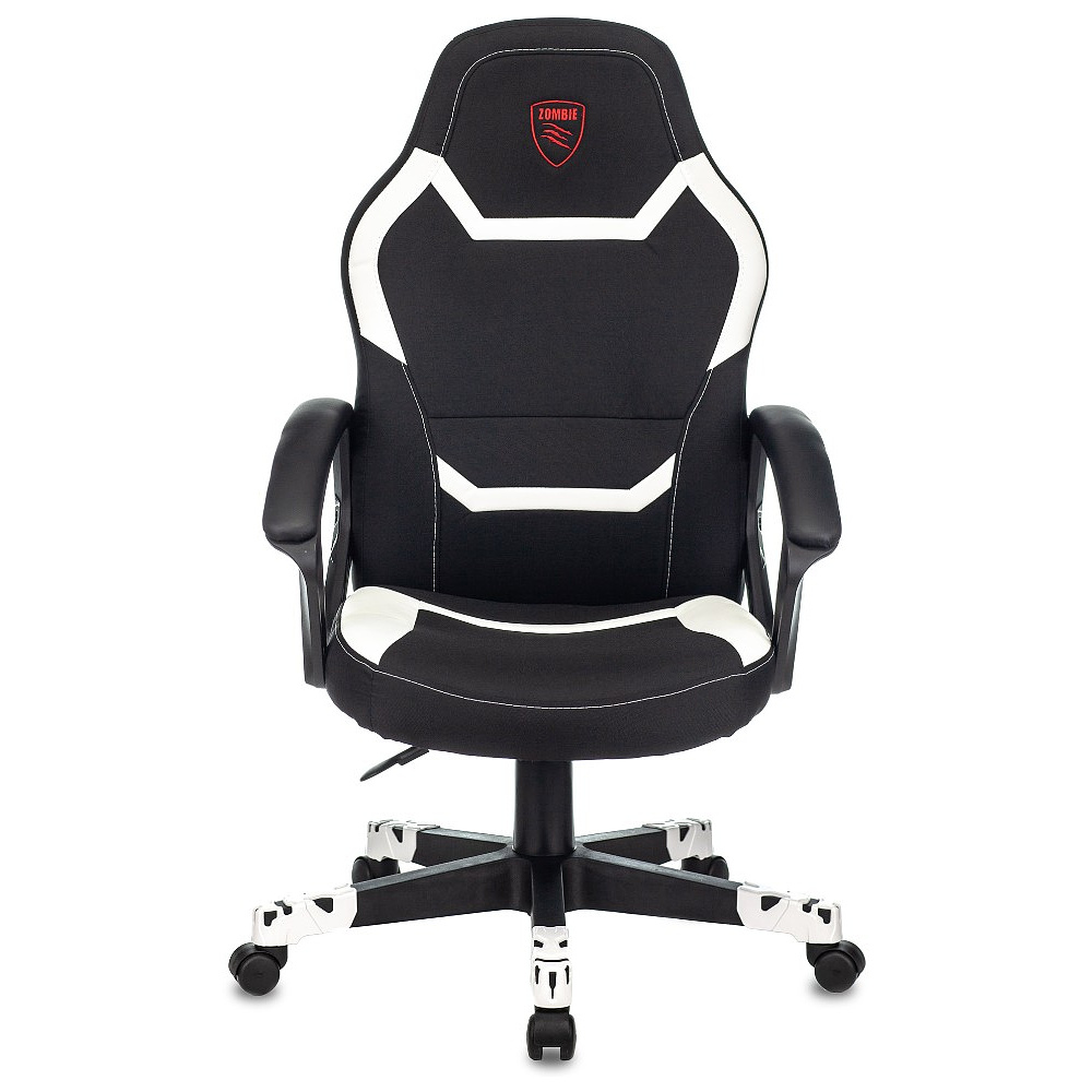 Кресло игровое Бюрократ "Zombie 10", ткань, экокожа, пластик, черный, белый - 2