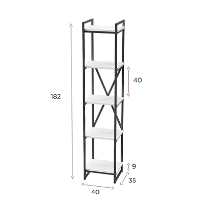 Стеллаж "Loft CH-2", 400х350х1820 мм, черный, белый крафт - 2