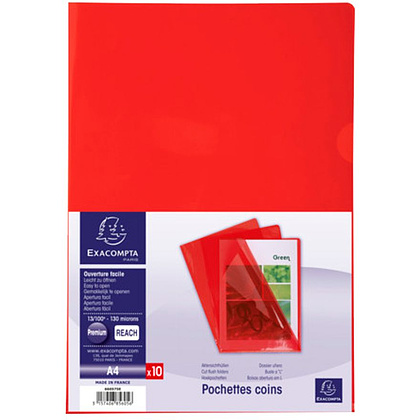 Папка-уголок "Exacompta", А4, 130 мк, прозрачный, красный - 5