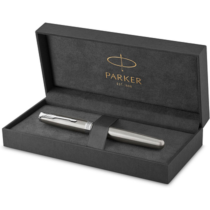 Ручка-роллер Parker "Sonnet Core Stainless Steel CT", 0.7 мм, серебристый, стерж. черный - 4