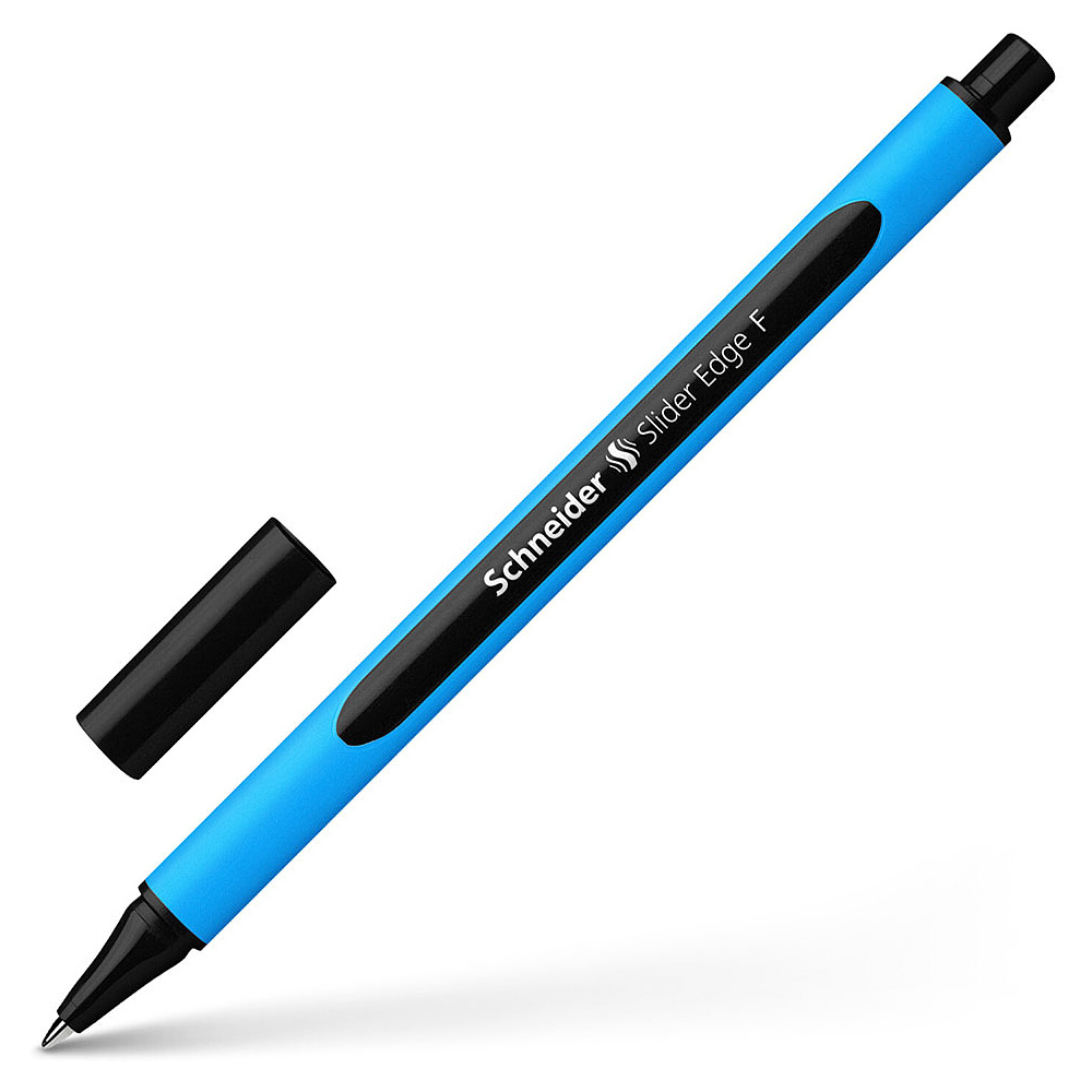 Ручка шариковая "Schneider Slider Edge F", голубой, черный, стерж. черный