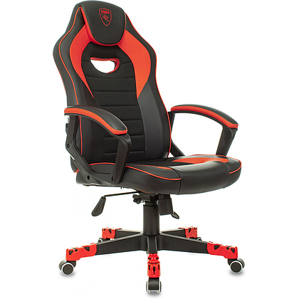 Кресло игровое "Zombie GAME 16", ткань, экокожа, пластик, черный, красный