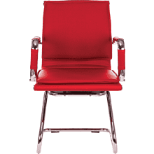 Кресло на полозьях "Бюрократ Ch-993-Low-V", экокожа, красный, металл хром