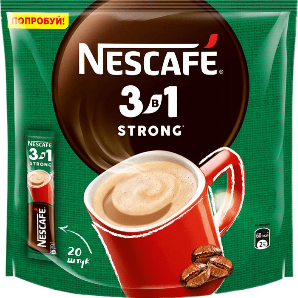 Кофейный напиток "Nescafe" 3в1 крепкий, растворимый, 14.5 г