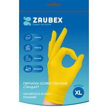 Перчатки латексные хозяйственные "Zaubex", р-р XL, желтый