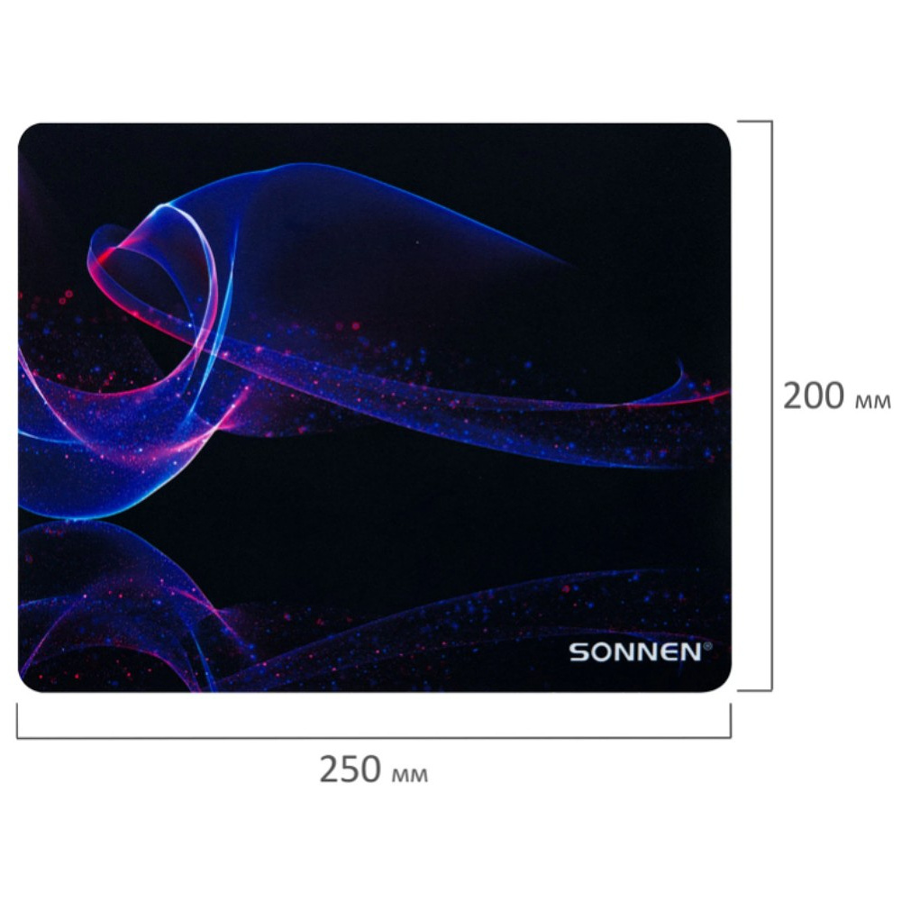 Коврик для мыши "Neon Wave", 250х200х2 мм, ткань, черный - 5