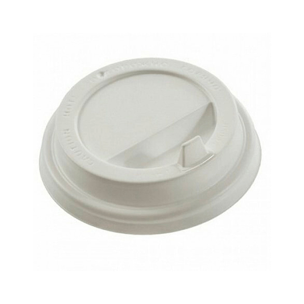 Крышка пластиковая для стаканов d=90мм, с клапаном, глянцевая, 100 шт/упак, белый