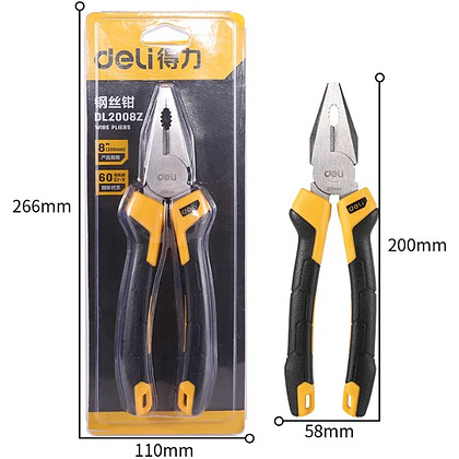 Плоскогубцы Deli YS EDL2008Z, 200 мм., желтый, черный - 10
