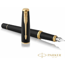 Ручка перьевая "Parker Urban Muted Black GT", F, черный, золотистый, патрон синий
