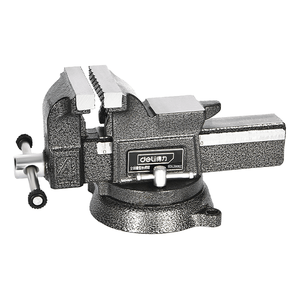 Тиски стальные Deli YS EDL2905Z, поворотные, с наковальней, 5"-125 мм