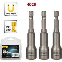 Набор насадок шестигранных магнитных Deli YS EDL4810T, 10 мм, 3 шт, HEX 1/4", серебристый