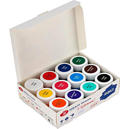 Краски акриловые глянцевые "Я - Художник!", набор 12 цветов - 2