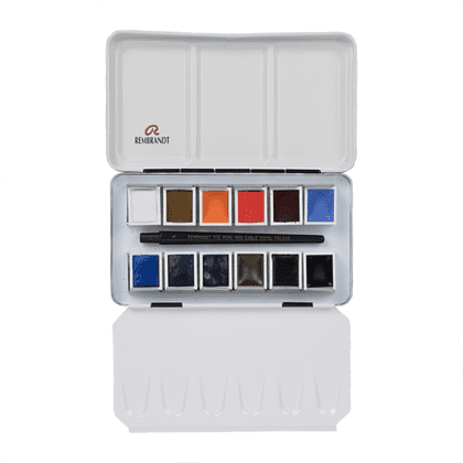 Набор красок акварельных пейзажных "Rembrandt", 12 цветов, кюветы - 3