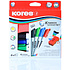 Набор маркеров для доски "Kores", 4 шт, с щеткой, ассорти