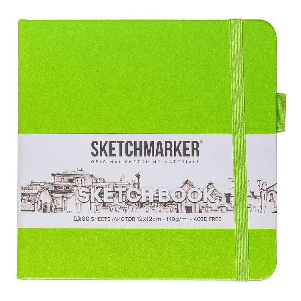 Скетчбук "Sketchmarker", 80 листов, 12x12 см, 140 г/м2, зеленый луг